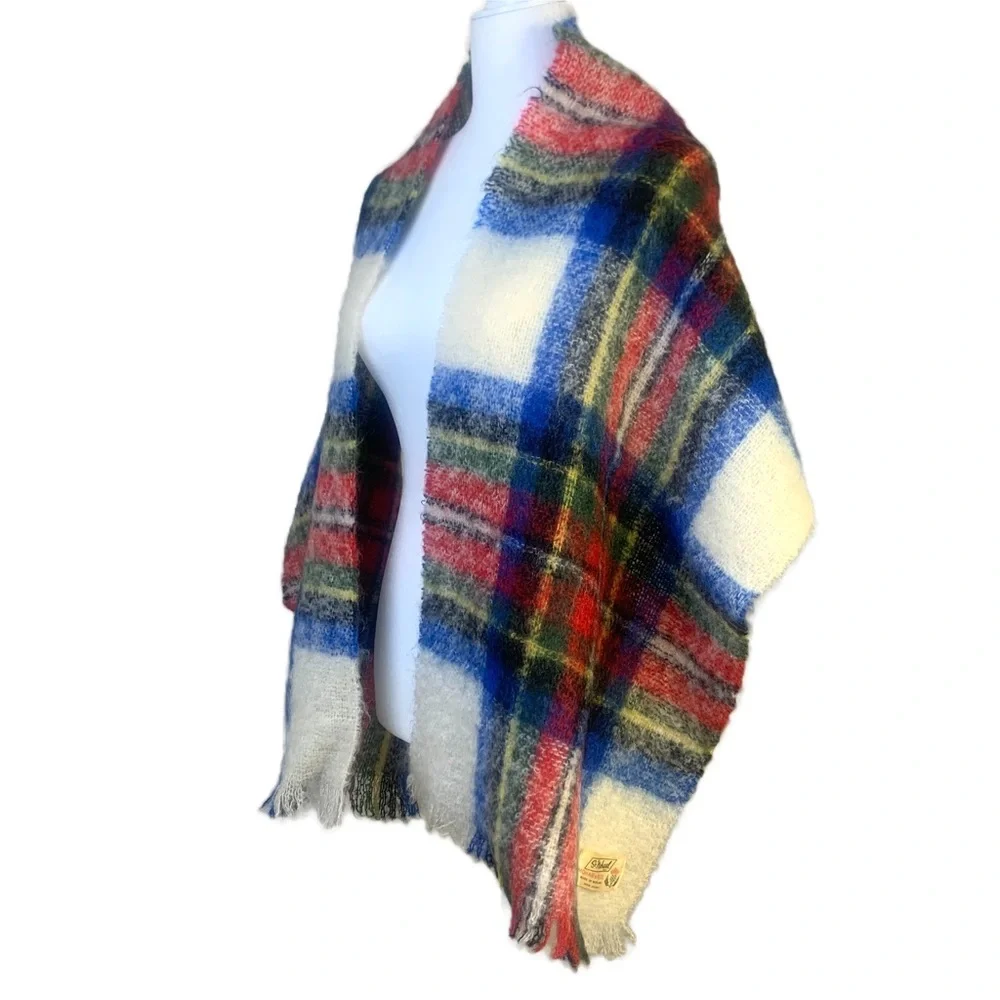 Vintage 70’s Mohair Wool Scarf St. Michael Made In Scotland